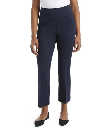 Nine West Women's Stretch Crepe Solid Trouser Pant, Smoke, 6 at Amazon Women's Clothing store