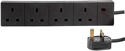 PRO ELEC Best Price Square Extension Lead 4 Gang 15M Black BPSCA 9988B-15M