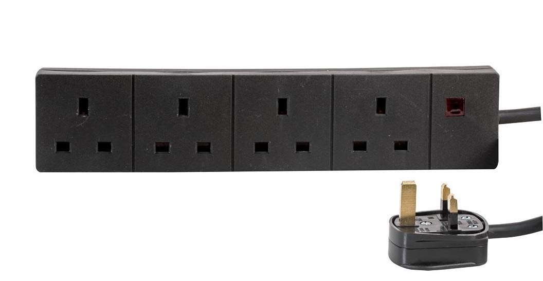 Best Price Square EXTENSION LEAD 4 GANG 15M BLACK BPSCA 9988B-15M - PL13985 By PRO ELEC