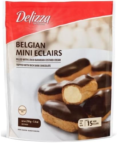 Delizza Belgian Mini Eclairs, 7.4 Ounce - 15 per pack -- 8 packs per case.