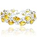 EVER FAITH Women's Prong Cubic Zirconia Vintage Style Dual Layer Tear Drop Bracelet Yellow Silver-Tone