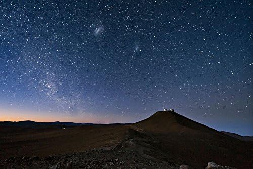 Atacama desert chile sky night stars the magellanic clouds the milky way - Print on Canvas (24x16inch: Unframed)