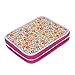 Teamoy Crochet Hook Case, Organizer Zipper Bag with Web Pockets for Various Crochet Needles and Knitting Accessories, Well Made, Small Volume and Easy to Carry, Flowers Pink(No Accessories Included)