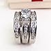 Wensltd 3-in-1 Womens Vintage White Diamond Silver Engagement Wedding Band Ring Set (#9, Silver)
