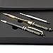 Sotania Custom Engraved Executive Pen Gift Set – Personalized Brass Ballpoint Pen with Matching Paper Tool – Elegant Gift Box (Black)