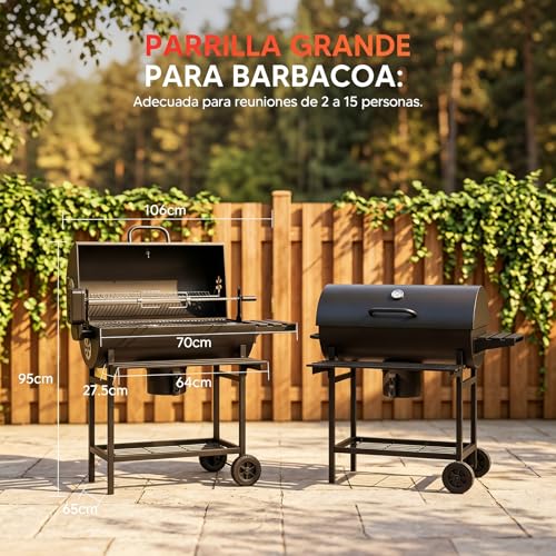 Asador de Carbon Portatil Tenedor automático para barbacoa,Asadores Parrilla de Carne Carbon con Mesa Frontal Lateral para Especia Alimento Accesorios para Asador,Empotrable Parrilla para Asar 2 Capas