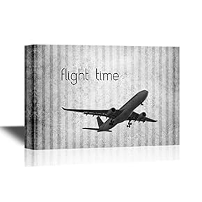 Canvas Wall Art - Retro Style Airplane on Vintage Background Travel Concept - Gallery Wrap Modern Home Art | Ready to Hang - 12x18 inches