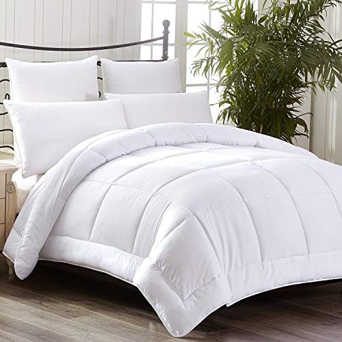 White Down Alternative Comforter – Queen Size Microfiber Duvet Insert, Hypoallergenic, Reversible Quilted, All-season use , for Hotel and Home, with Corner Tabs.