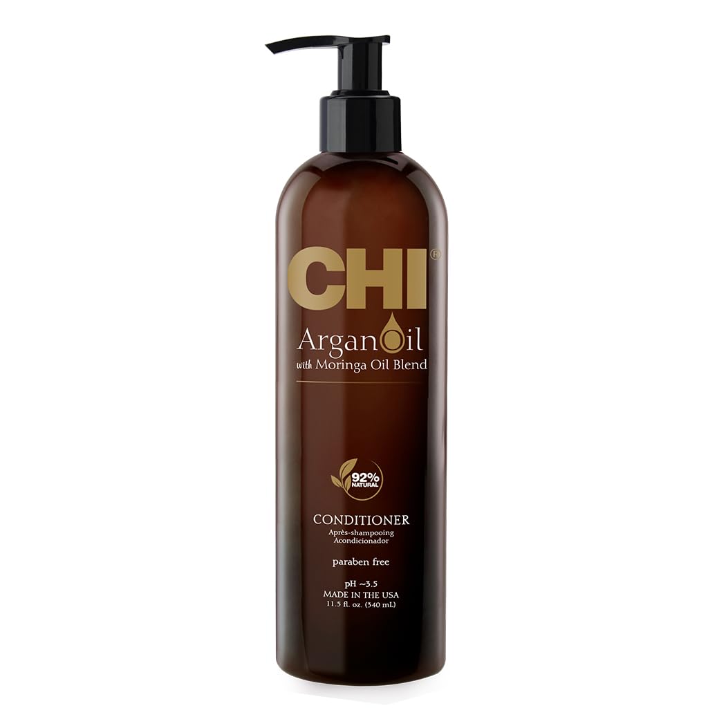 CHI Argan Oil Hair Conditioner Plus Moringa Oil Blend Rejuvenating Conditioner for Dry Damaged Hair Frizzy Hair Products Argan Hair Treatment Hydrates & Strengthens Paraben Free, 340 Ml