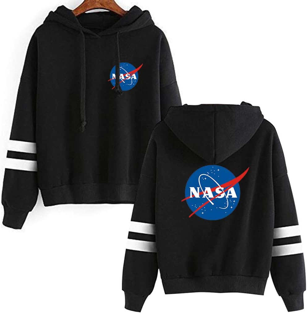 Women's Striped Sweatshirt Classic Insignia Sweaters NASA Space Shuttle Long Sleeve Hoodie