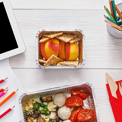 XIAFEI Disposable Durable Aluminum Oblong Foil Pans - 50 With Board Lids, Deep Disposable Steam Table Pans for Baking, Roasting, Broiling, Cooking