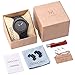 Wooden Watches, Ebony Wood Watch Mens Analog Quartz Lightweight Wooden Wrist Watch with Luminous Pointers