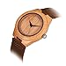 ZHHA Women's Natural Bamboo Wood Watch Genuine Calf Leather Strap Quartz Watches 1448