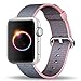 INTENY Woven Nylon Strap Buckle Replacement Wrist Bracelet with Silicone Band for Apple Watch Band Series 1 Series 2 42mm-Light Pink&Midnight Blue