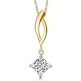 Gem Stone King 10K Yellow Gold 5MM Princess Gemstone Birthstone Infinity Pendant Necklace For Women | Gold Necklace For Women | With 18 Inch Gold Chain