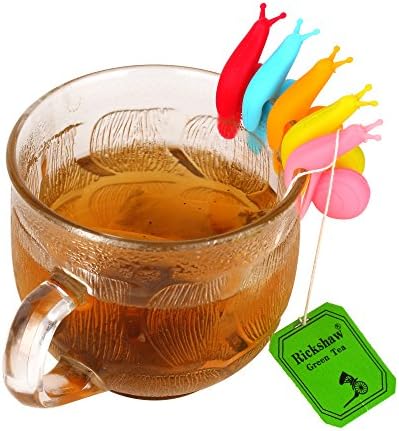 WildWave cute snail shape silicone tea bag holder cup mug drink markers,set of 5