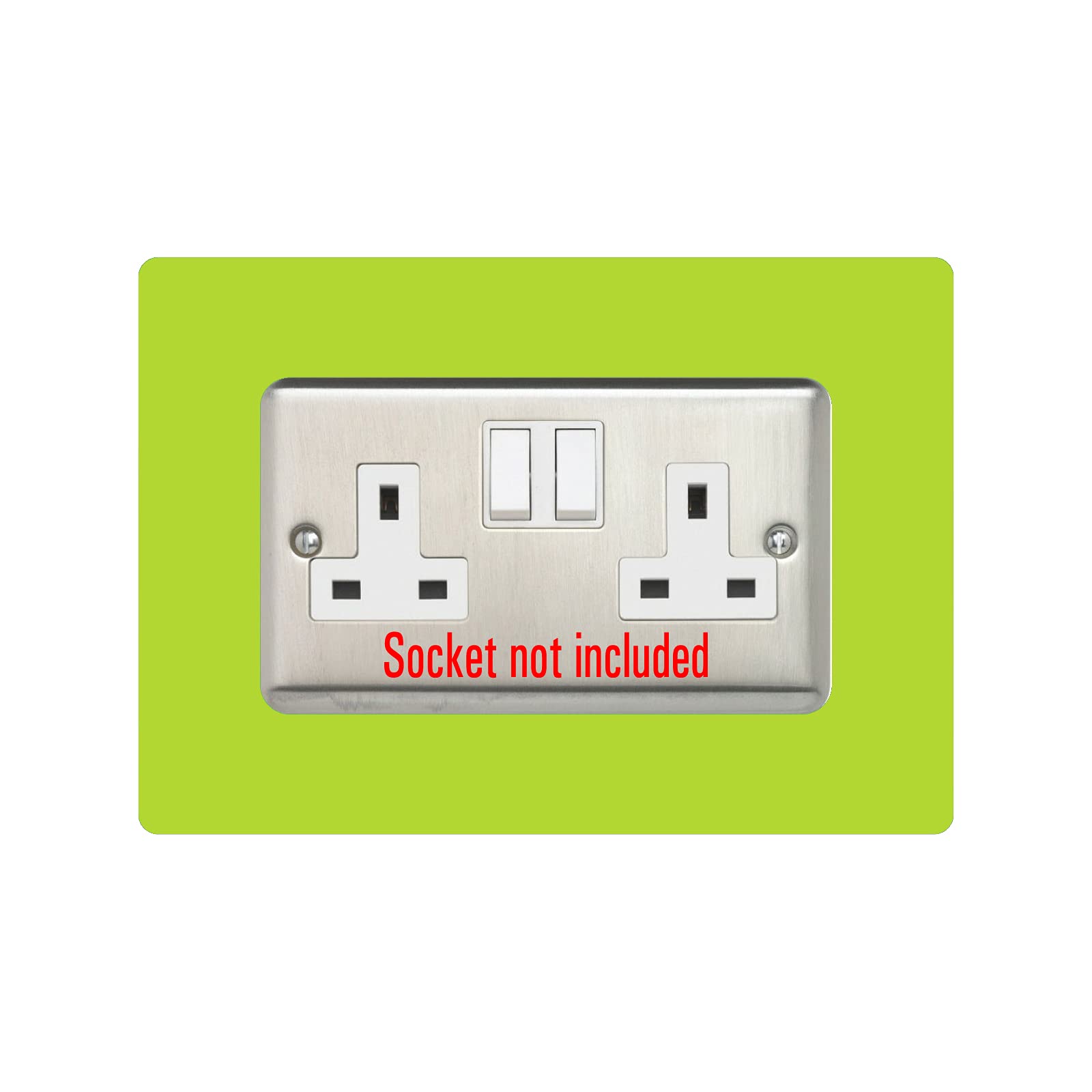 Double Socket Surround, Square Acrylic Back Panel Finger Plate, Decorative Frame for Neat and Tidy Finish, Font Colour:Lime Green