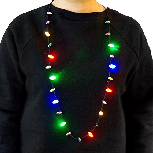 Light Up Christmas Holiday Mini Bulb Necklace 10 Led