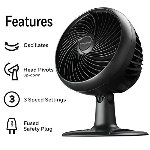 Honeywell Turbo Force Oscillating Table Fan, HT906,Black,Medium
