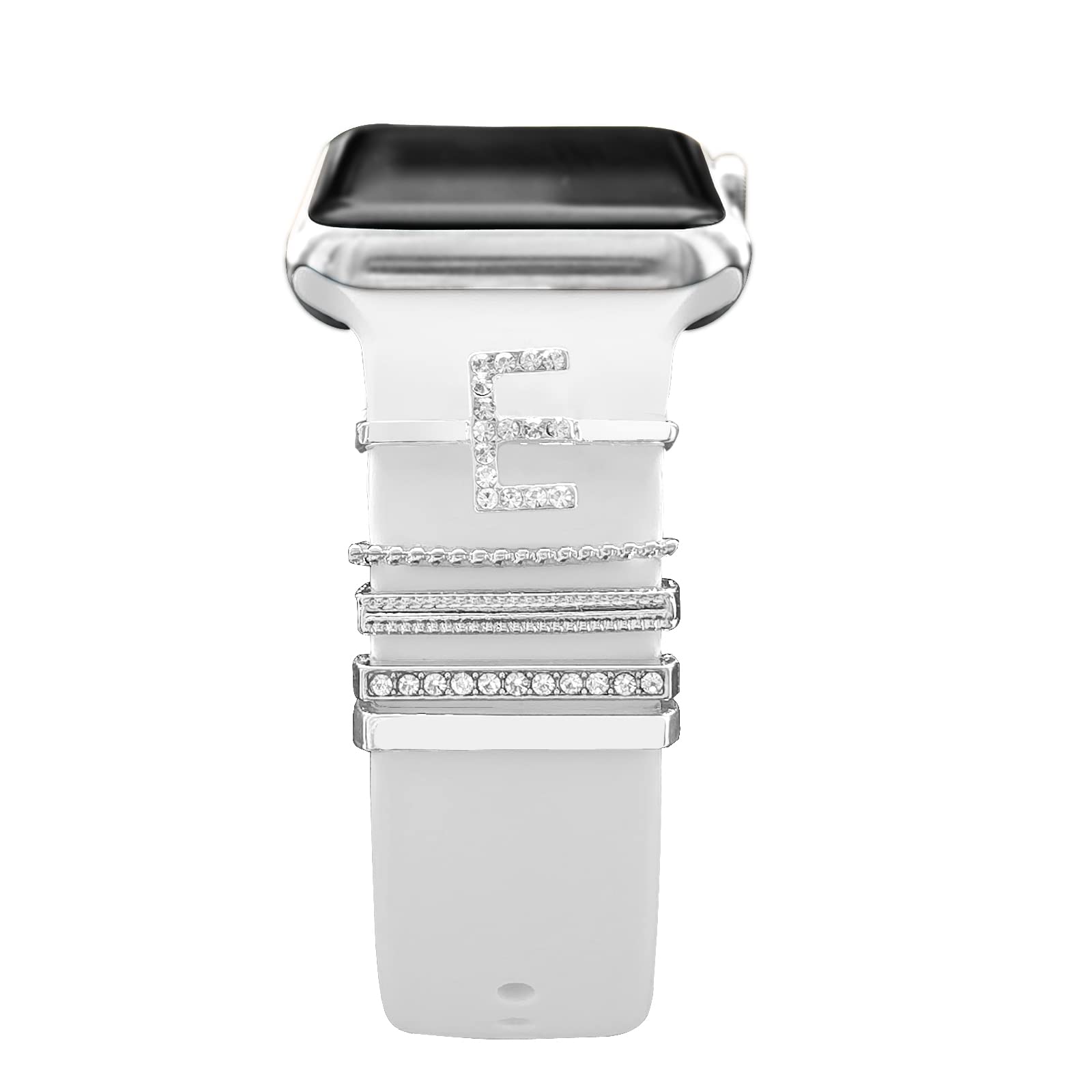 5Pcs Charms for Apple Watch Straps 40mm 41mm 38mm 44mm 45mm 42mm 46mm Women,Decorative Ring Loops for iWatch series 10 9 8 7 6 5 4 3 se,Fitbit versa/sense,Galaxy watch Silicone Sport Strap Accessories