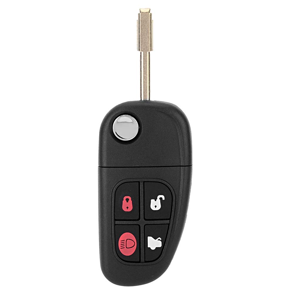 Suuonee 4-Button 433Mhz Remote Key NHVWB1U241 for XJ (2002-2008), XJR (2002-2008), X-Type (2002-2009, except 2003), S-Type (1999-2009) with 60 Glass Chip Car Accessory - Black