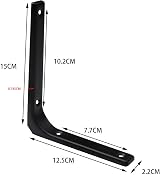 nuoshen 4Pcs Shelf Bracket Right Angle 150x125mm with 16 Screws Black view 2