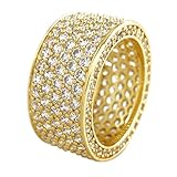 Niv's Bling – Men’s 18K Gold Plated Cubic Zirconia Eternity Ring – Iced Out CZ Micropave Wedding Band Men, 11mm, Size 10