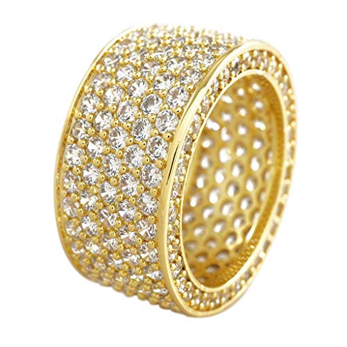 Niv's Bling - 18K Yellow Gold-Plated Cubic Zirconia 11mm Eternity Ring Size 10