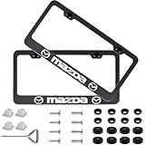 Fubai Auto Parts 2pcs Stainless Steel License for Mazda, Plate Frame with Screw Caps Cover Set, Matte Black