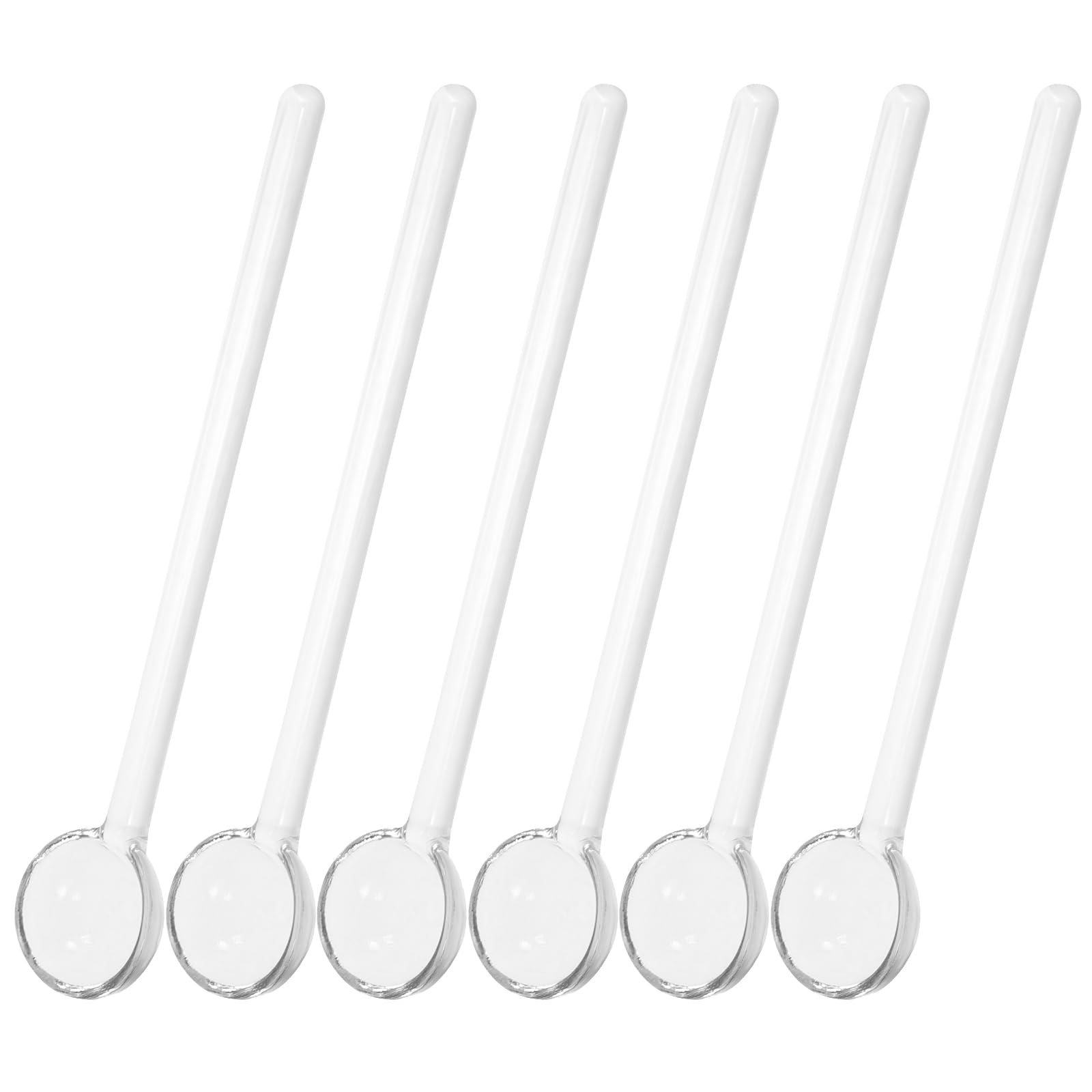 UPKOCH Long Handle Glass Spoons Set of 6 Clear Coffee Stirring Spoons 4.53 Inch Flatware for Home Kitchen Tea Cappuccino Desserts and Party Use