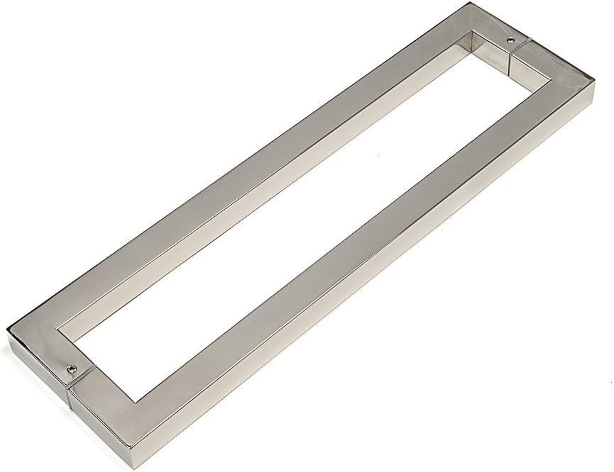 Modern & Contemporary Square/Rectangle Shape 406mm / 16 inches Push-Pull Stainless-Steel Door Handle for Interior/Exterior - Chrome Mirror-Polished Finish