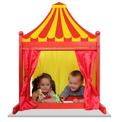 The Puppet Company 3 in 1 Puppet Theatre Children Toys, Red/Yellow