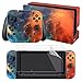 eXtremeRate Full Set Faceplate Skin Decal Stickers for Nintendo Switch with 2Pcs Screen Protector (Console & Joy-con & Dock & Grip) - Orange Star Universe