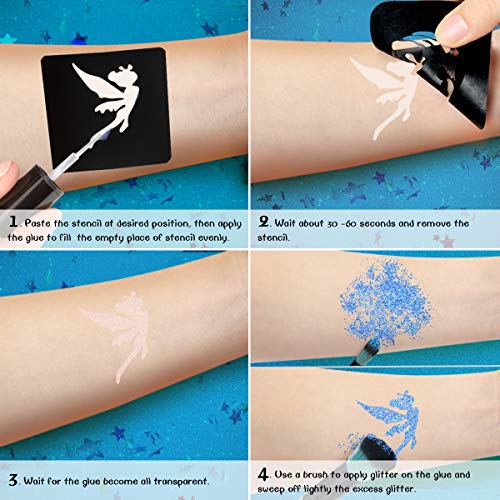 Glitter Tattoo Set GLAMADOR Temporary Tattoo Kit30 Large Glitter