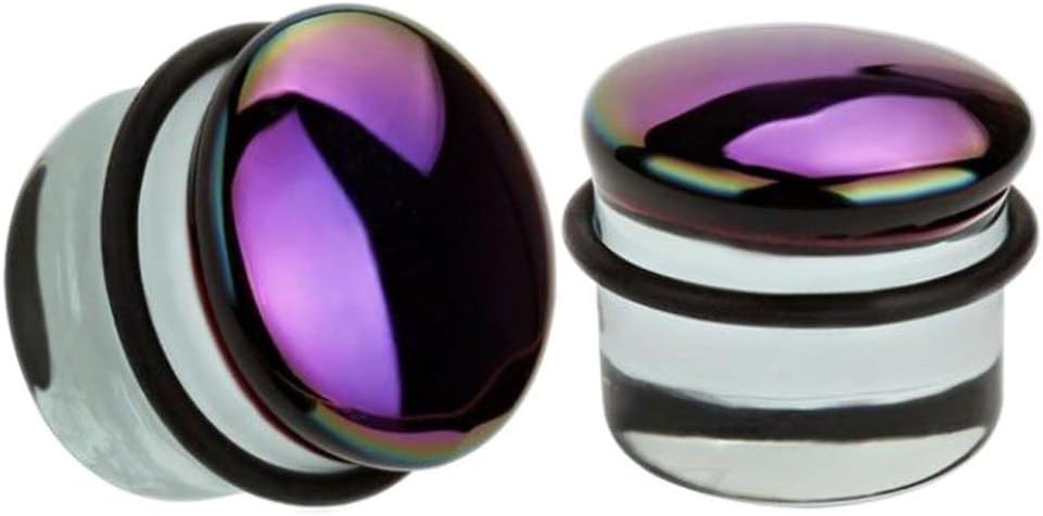 Single Flare Oil Slick Glass Plugs