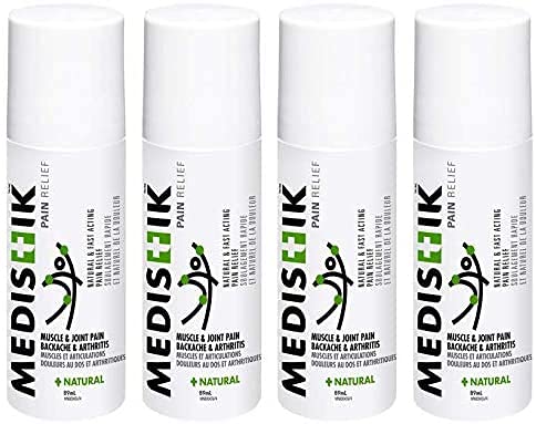 MEDISTIK ICE Roll-On - Natural & Fast Acting Cryotherapy Ice Roll On for Muscle, Joint Pain, Backache & Arthritis Pain Management, Pack of 4