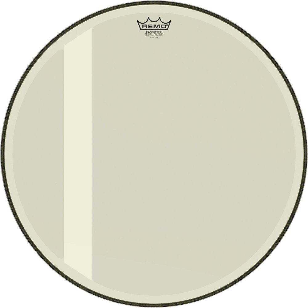 Remo Powerstroke 3 Felt Tone Hazy Bass Drum Head, 18" P3-1018-00-FLT