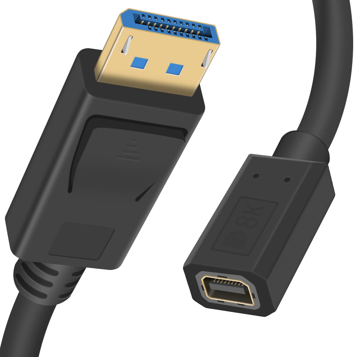Duttek Mini Displayport to Displayport 1.4a Cable, 8K@60Hz Mini Displayport Female to Displayport Male Cable Bi-Directional Transmission Displayport to Mini Displayport Cable with Gold-Plated (0.3M)