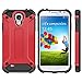 WOLLONY Galaxy S4 Case, Rugged Hybrid Dual Layer Hard Shell Armor Protective Back Case Shockproof Cover for Samsung Galaxy S4 Case - Slim Fit - Heavy Duty - Impact Resistant Bumper(Red)