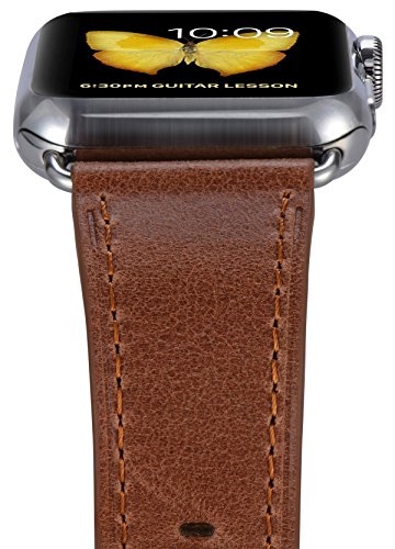 PEAK ZHANG Compatible Iwatch Band 38mm 40mm s/m Women Genuine Leather Replacement Strap Compatible iWatch Series 4 (40mm)/Series 3 2 1 (38mm) Sport Edition, Caramel with Stainless Steel Clasp