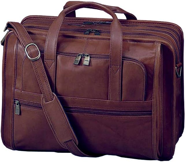 Winn International Harness Leather Expandable Briefcase Laptop Case in Brown