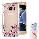 Samsung Galaxy S7 Edge Case, AMASELL [Full-Body Coverage] Scratch-Resistant Soft Crystal Protective TPU Silicone Rubber Cover with Bling Butterfly Garden Flower, Bling Clear