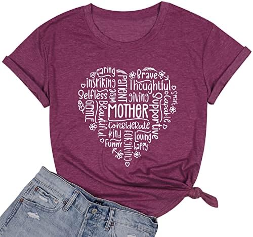 Blessed Shirts For Women - Cute Love Heart & Flower Graphic Tee - Thankful Casual Short Sleeve Top (Purple, Medium)
