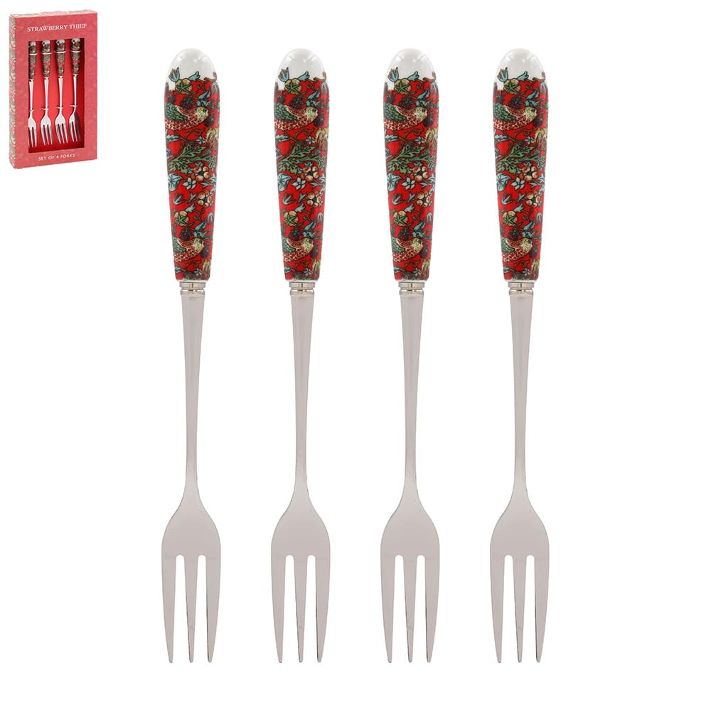 lesser and pavey LP95118 Forks with Ceramic Handles | Strawberry Thief design | Set of 4, Multicolor
