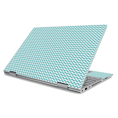 MightySkins Skin for HP Envy X360 15" (2019) - Turquoise Chevron | Protective,…