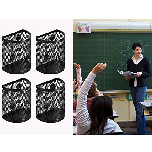 Magnetic Locker Organizer Set of 4,Mesh Pencil Holder Storage Baskets with Extra Strong Magnets - Perfect Marker and Pen Whiteboard, Refrigerator, Locker Accessories