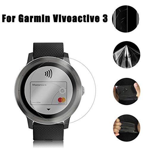 Lywey 1PC Explosion-proof LCD Hardness Tempered Glass Full Cover Screen Protector Film For Garmin Vivoactive 3, High Sensitivity Lightweight Anti-scratch