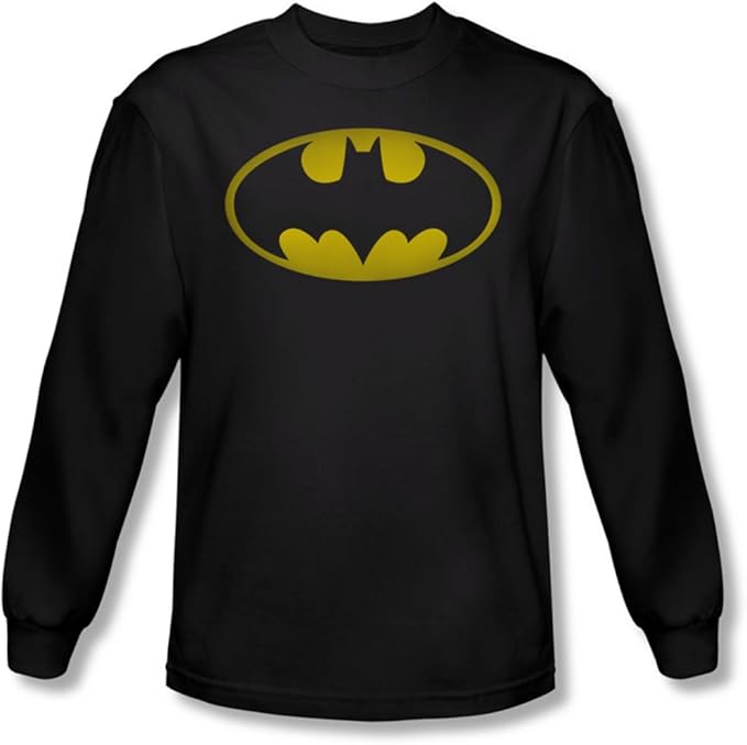 Batman Mens Washed Bat Logo Long Sleeve Shirt In Black