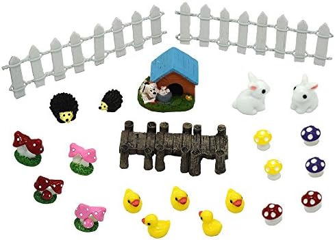 Ewinsun 25 Pieces Miniature Fairy Garden Accessories Ornaments Set for DIY Dollhouse Garden Decor