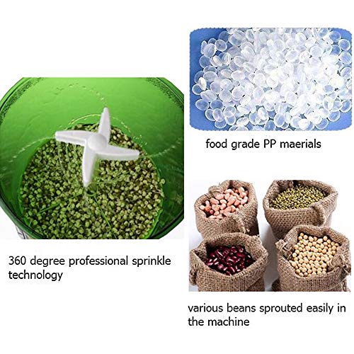 Bean Sprouts Machine,LED Display 110V Automatic Intelligence Electronical Seed Sprouts Maker Food Grad PP Material 2 Layers Large Capacity Power-Off Memory Function Sprouter